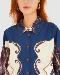 Farm Rio - Arabesque Scarf Long Sleeve Shirt
