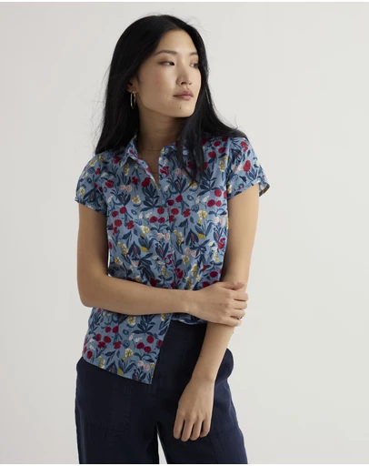 Seasalt - Seasalt Cornwall Blue Rushmaker Short Sleeve Shirt