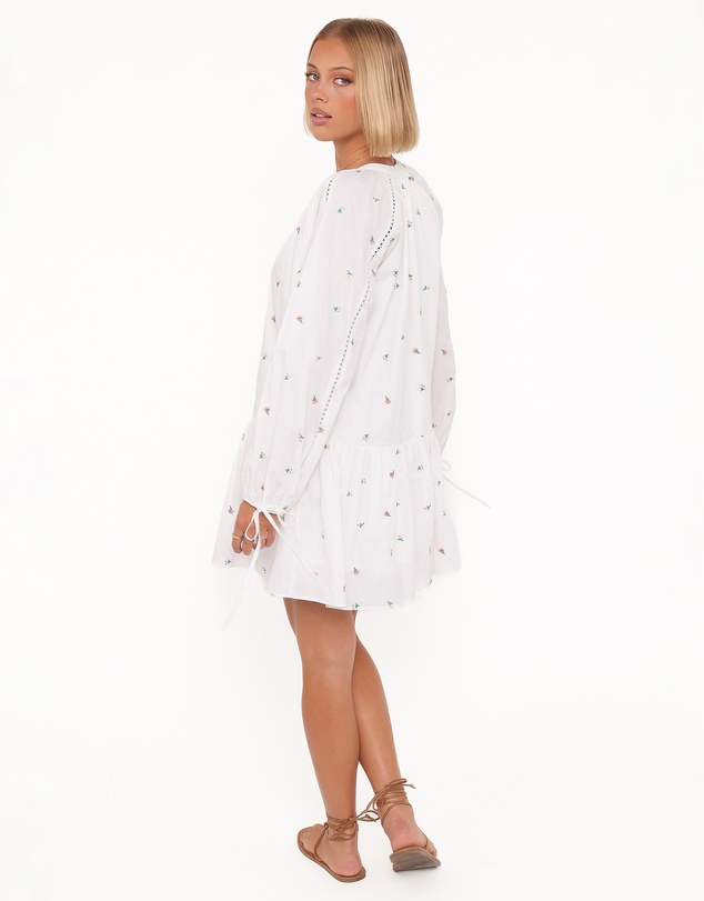 Petal & Pup - Hart Long Sleeve Mini Dress - White Floral