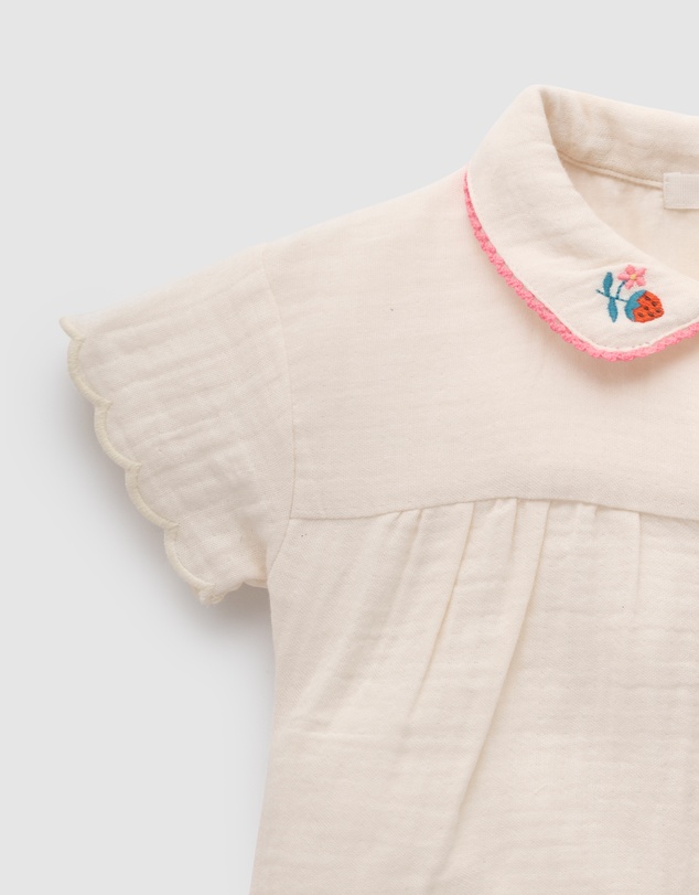 Purebaby - Embroidered Shirt- Kids-Babies