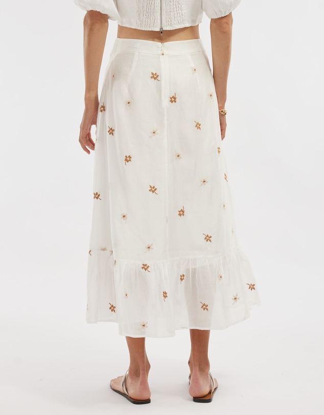 Amelius - Monique Cross Stitch Midi Skirt