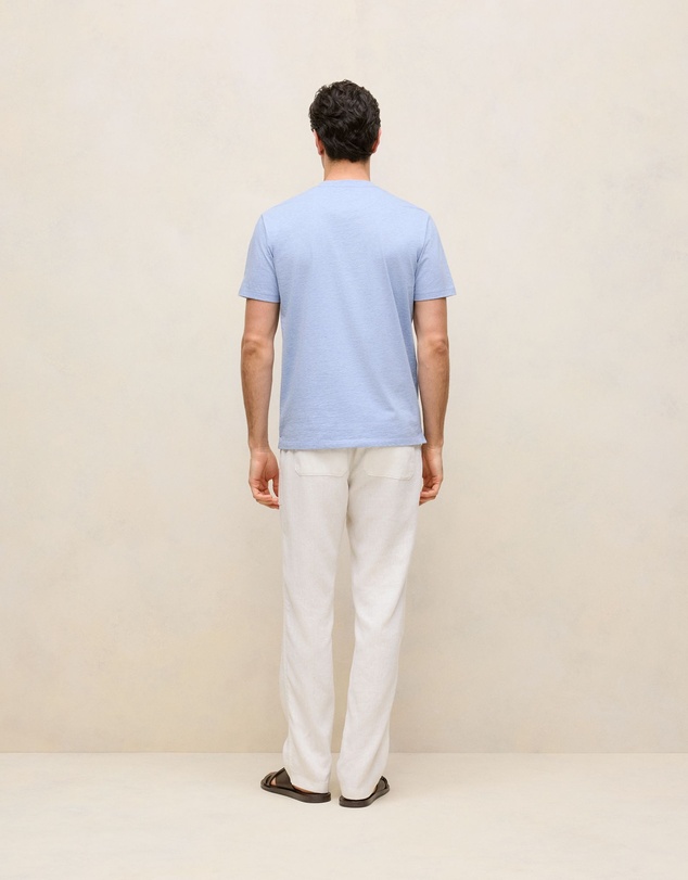 Trenery - Cotton Marle Crew T-shirt in Chalk Blue