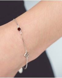 Georgini - Natural Garnet And Two Natural Diamond January Silver Bracelet
