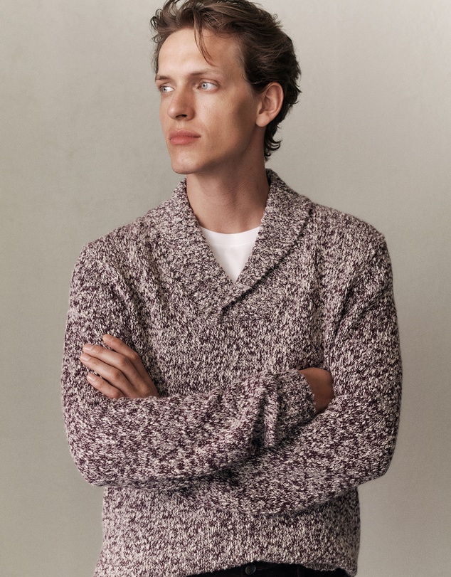 Trenery - Textured Shawl Collar Knit in Red Mahogany