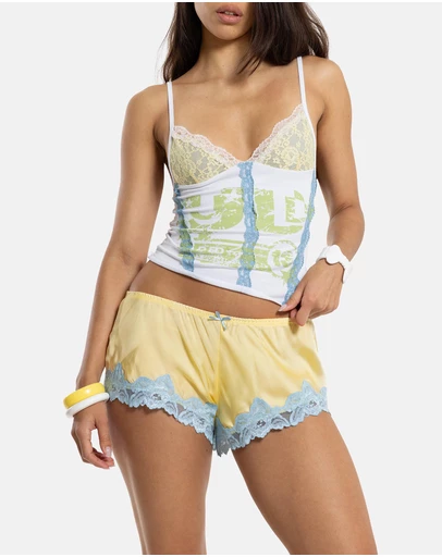 Jaded London - Satin Shorts with Lace Trim