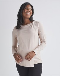 Angel Maternity - Monique Long Sleeve  Nursing Petal Top -Blush Pink