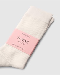 Belle & Bloom - Go For It Classic Ribbed Socks - White