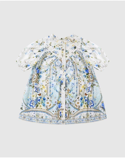 Camilla - Puff Sleeve Shirt Dress With Pintucks - Kids-Teens