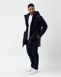 Brooksfield - Hooded Wool Blend Overcoat