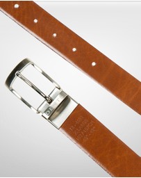 DENTS - Heritage Reversible Gloss Full Grain Leather Belt with Satin Nickel Buckle