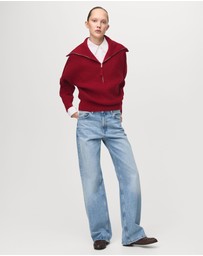 M.N.G - Funnel Neck Zip-Up Sweater