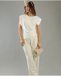 Morgan & Taylor - Erica Woven Clutch in Beige
