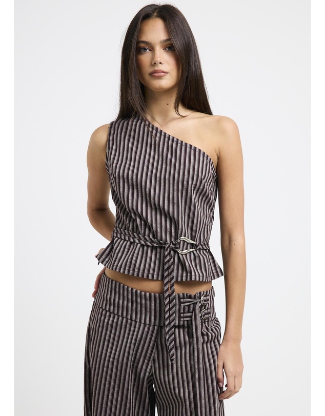 Subtitled - Naia Stripe One Shoulder Top