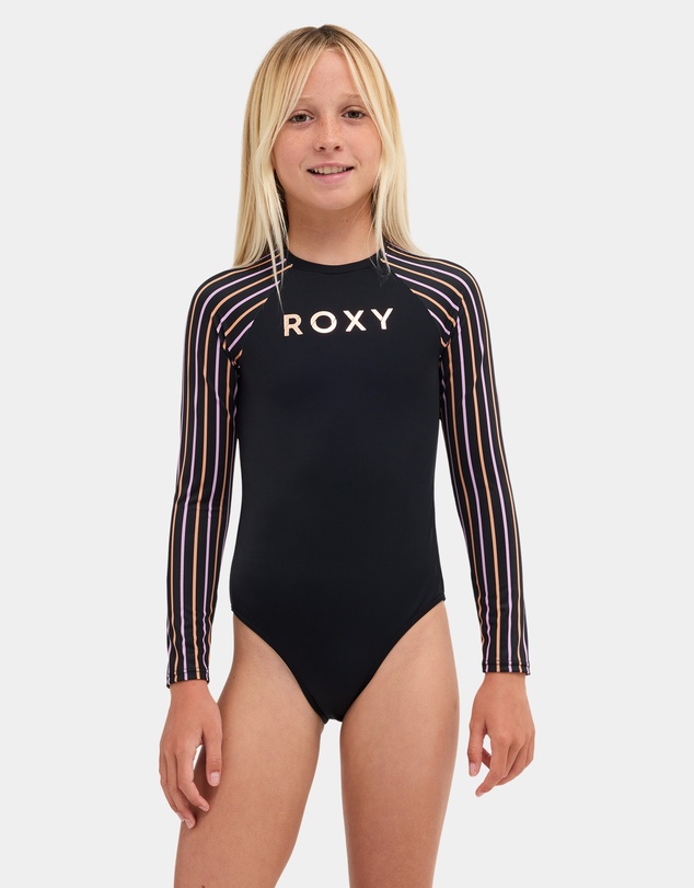 Roxy - Girls 8 to 16 Active Stripe Long Sleeve One Piece Swimsuit
