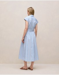 Trenery - Sateen Regency Stripe Shirt Dress in Pastel Blue