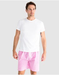 Sant And Abel - Men's Hepburn Gingham Pink Sleep Shorts