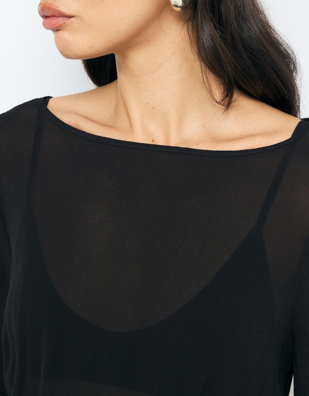 AERE - Balloon Sleeve Georgette Top