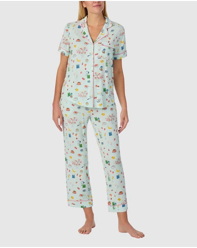 Kate Spade - Printed Modal Button Up Short Sleeve Long Pyjama Set