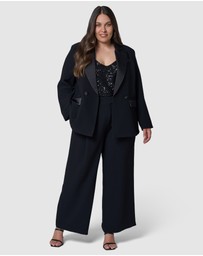 Pink Dusk by Curve Project - Fired Up Satin Trim Blazer