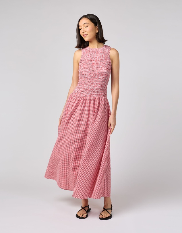 MVN - Gingham Shirred Dress
