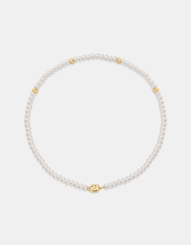 Ania Haie - Gold Glass Pearl Beaded Twist Station Necklace