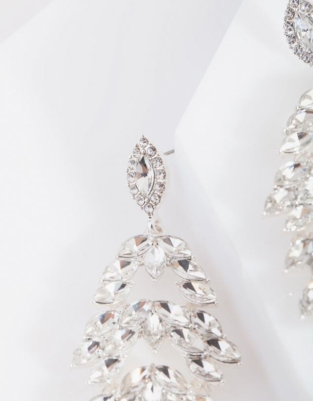 Lovisa - Silver Navette Stone Drop Earrings