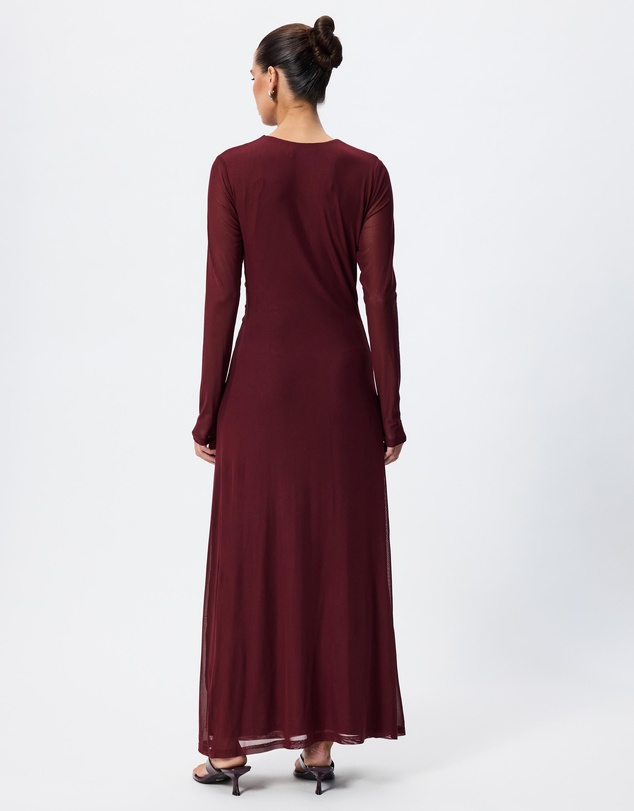 Tussah - Ivy Ruched Detail Long Sleeve Mesh Maxi Dress