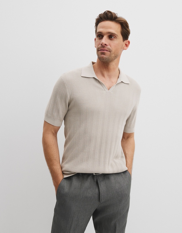 Country Road - Cotton Silk Stripe Open Neck Polo