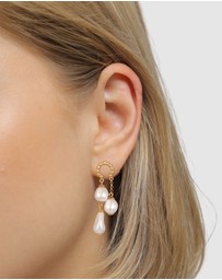Elli Jewelry - Earrings Stud Pearl Chandelier 925 Sterling Silver Gold-Plated