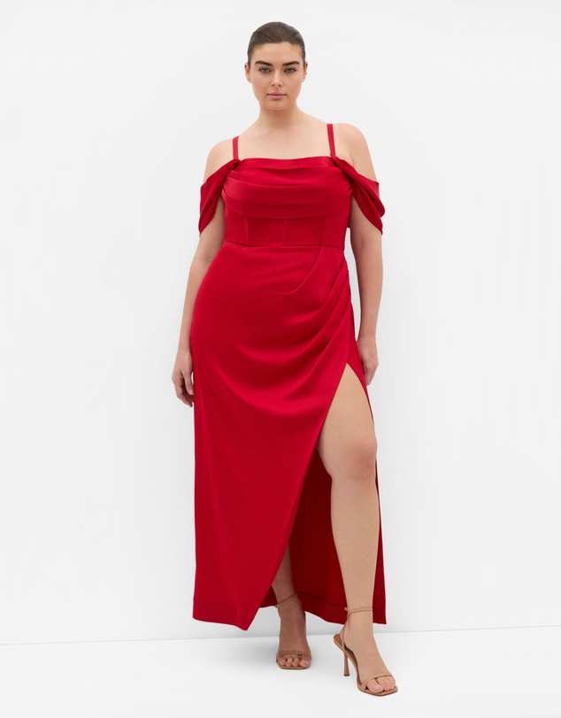 City Chic - Plus size Forbidden Love Maxi Dress - red