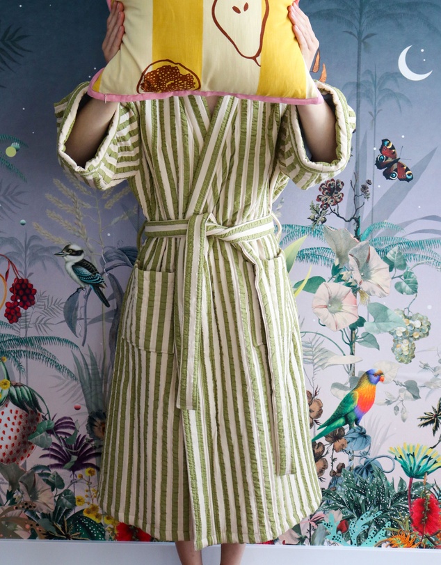 Mosey Me - Seersucker Stripe Quilted Robe