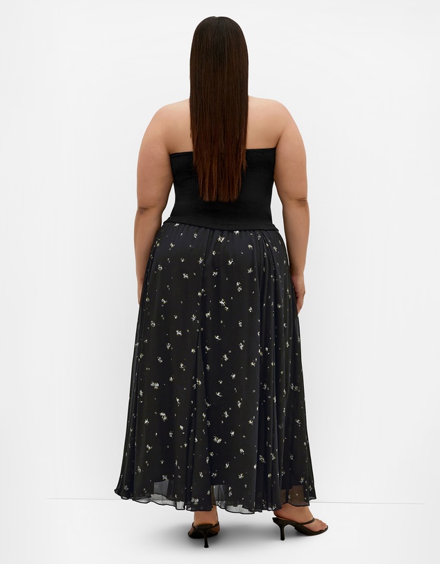 City Chic - Plus size Serena Posy Print Maxi Skirt - black