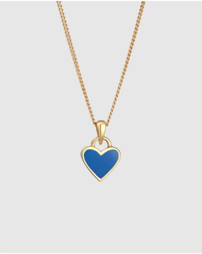 Elli Jewelry - Necklace Heart Pendant Cute with Enamel Blue in 925 Sterling Silver Gold Plated