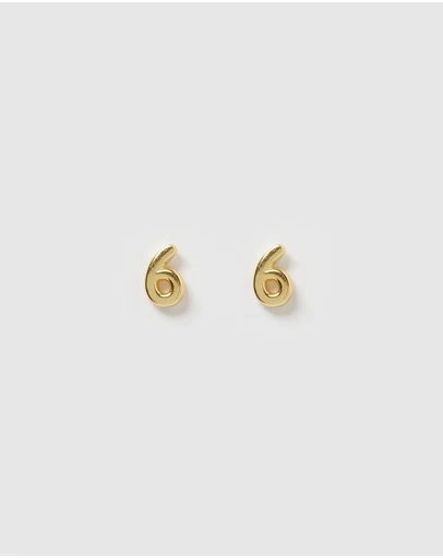 Izoa - Number 6 Stud Earrings