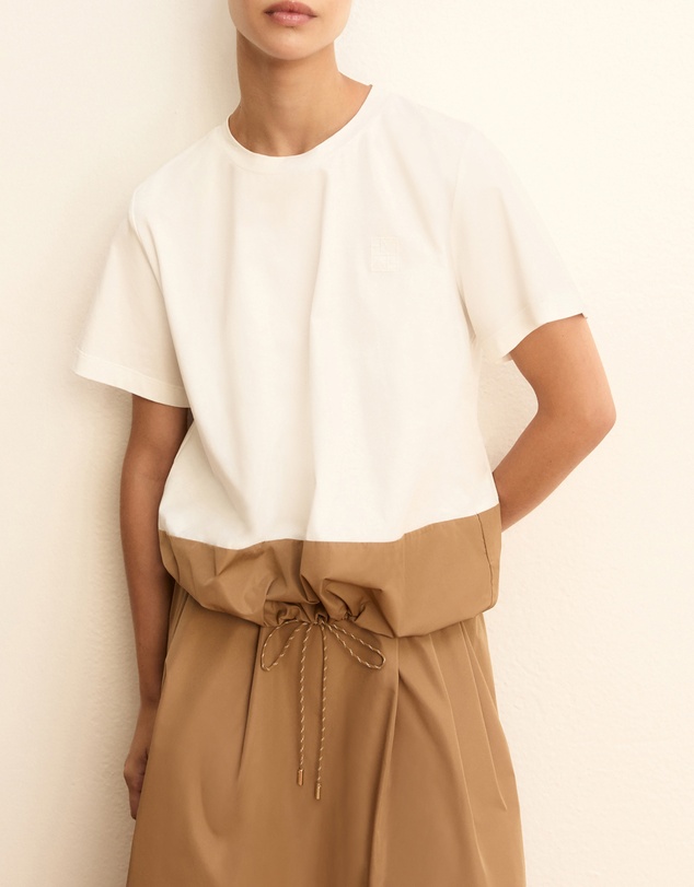 Emme - Camel Contrast Taffeta Top