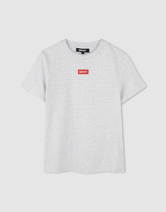 DKNY - All Over Logo Print Short Sleeve T-Shirt - Kids-Teens