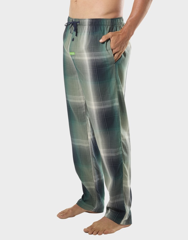 Mitch Dowd - Mens Green Check Bamboo Pyjama Pant - Green