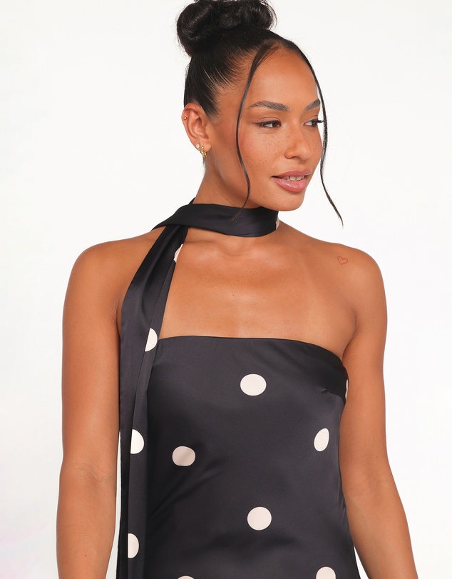 Petal & Pup - Jutta Strapless Maxi Dress - Black Polka Dot