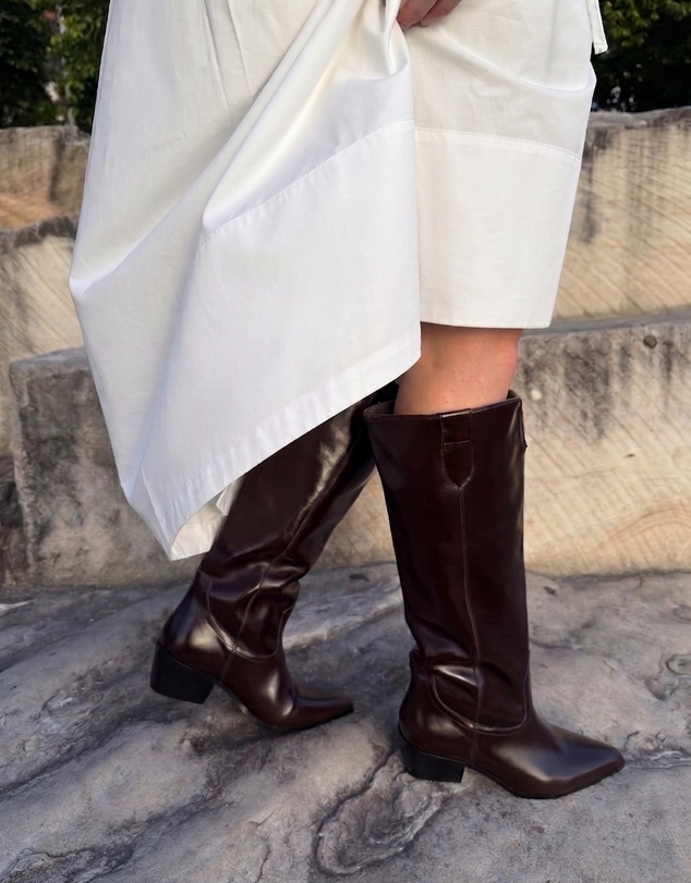 AERE - Rozalia Knee High Leather Cowboy Boots