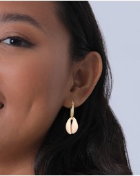 Elli Jewelry - Earrings Creoles Trend with Kauri Shell in 925 sterling silver gold plated