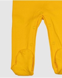 B Free Intimate Apparel - Baby Snap Button Sleepsuit with Booties - 100% Organic Cotton - Yellow Kangaroo