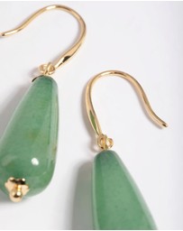 Lovisa - Gold Plated Green Aventurine Drop Earrings