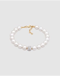 Elli Jewelry - Bracelet with Pearls Ball Synthetic Pearl 925 Sterling Silver Gold-plated