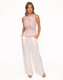 Petal & Pup - Limona Peplum Top - Blurred Pink Floral