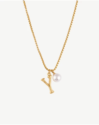 Zahar - Pearl Letter Y Necklace