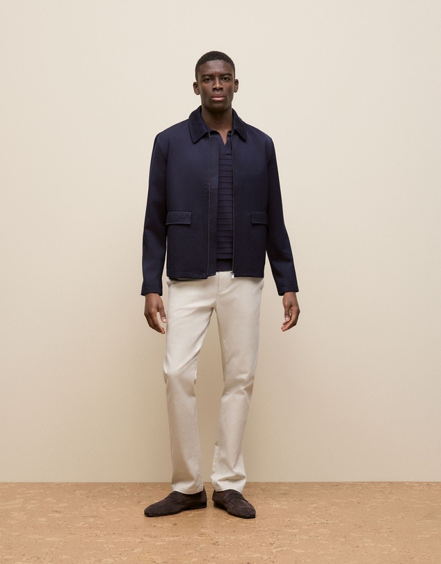 Trenery - Twill Pocket Detail Zip Jacket in Navy