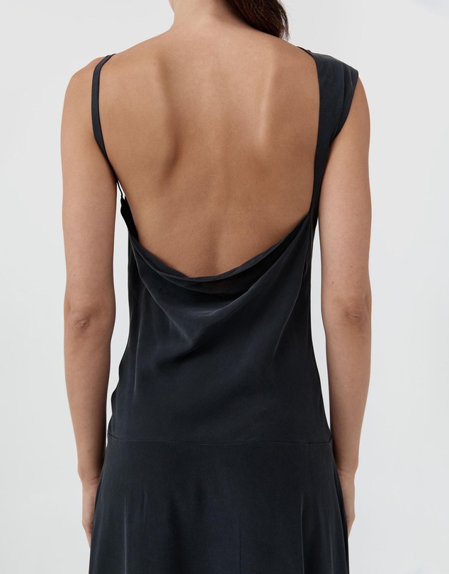 St. Agni - Silk Drape Back Midi Dress
