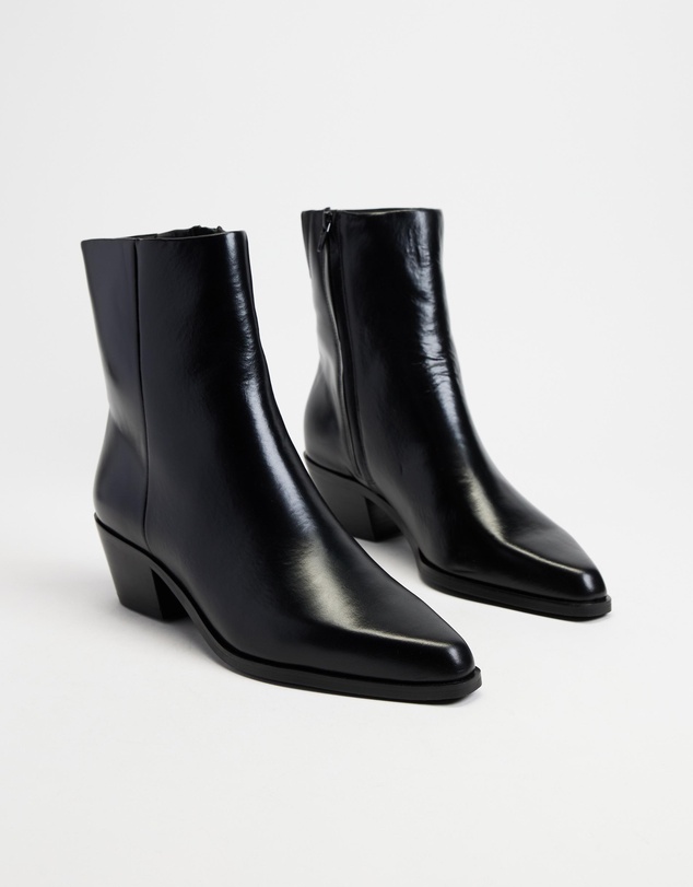 AERE - Smooth Leather Cowboy Ankle Boots