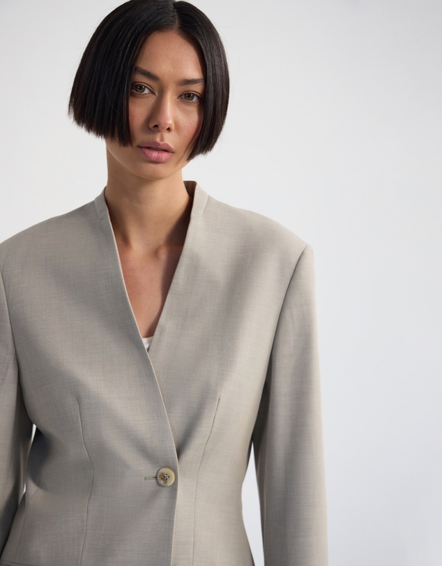Oxford - Carlie Wool Blend Collarless Blazer