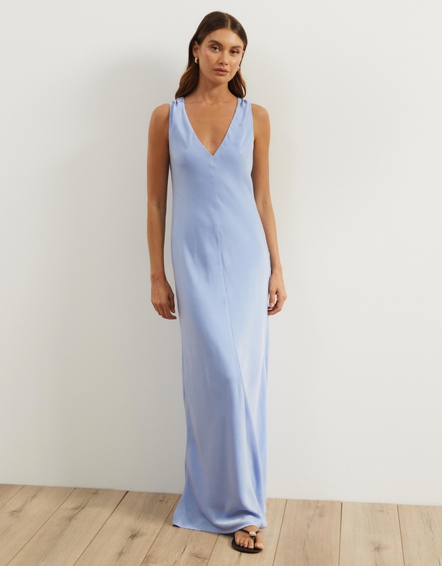Atmos&Here - Dara V-Neck Satin Maxi Dress